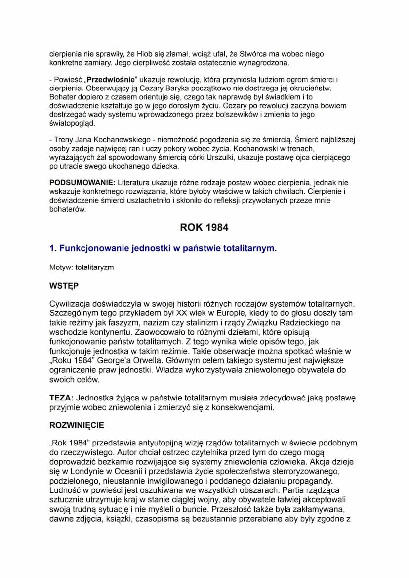 DŻUMA
1. Powinności moralne człowieka w obliczu zagrożenia
motyw: tragizm, wartości moralne
WSTĘP
Powieść Alberta Camus „Dżuma" przedstawia 