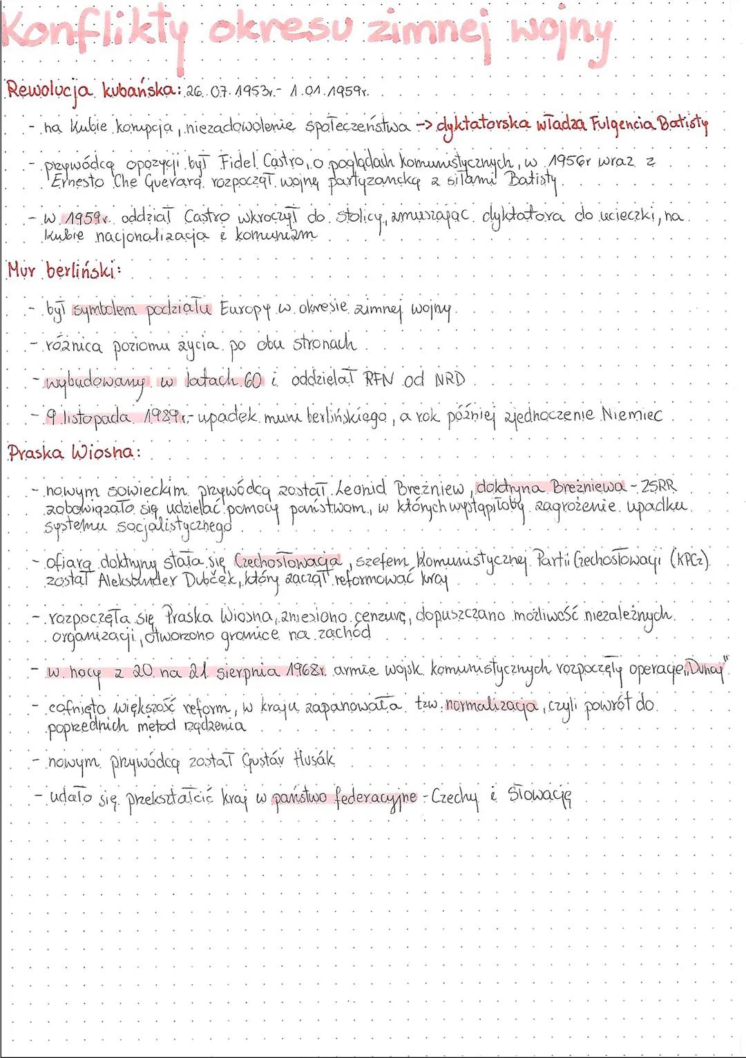 Konflikty okresu zimnej wojny
Rewolucja kubańska: 26.07. 1953v.- 1.01.1959 r.
na kubie korupaja, niezadowolenie społeczeństwa -> dyktatorska