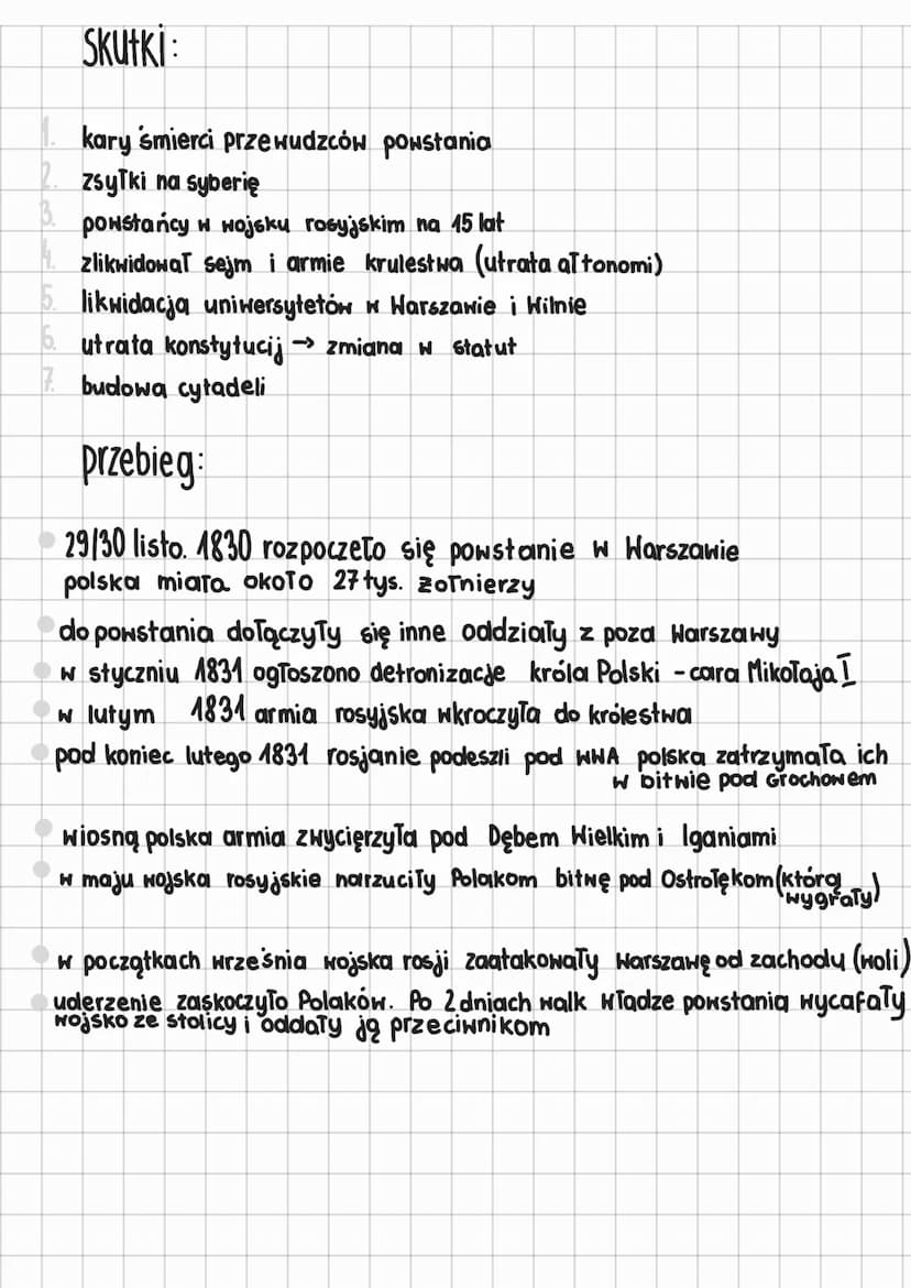 POWSTANIE LISTOPADOWE
daty:
1825-nowy car Mikoraj I
noc z 29/30 listopada 1830-powstało powstanie (noc listopadowa)
Styczeń 1831-polacy zdet