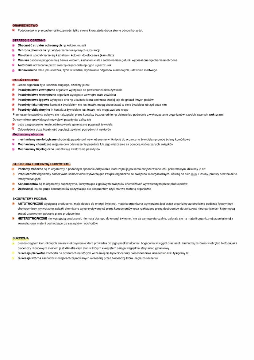 DRAPIEŻNICTWO
Podobne jak w przypadku roślinożerności tylko strona ktora zjada druga stronę odnosi korzyści.
STRATEGIE OBRONNE
•
Obecność st