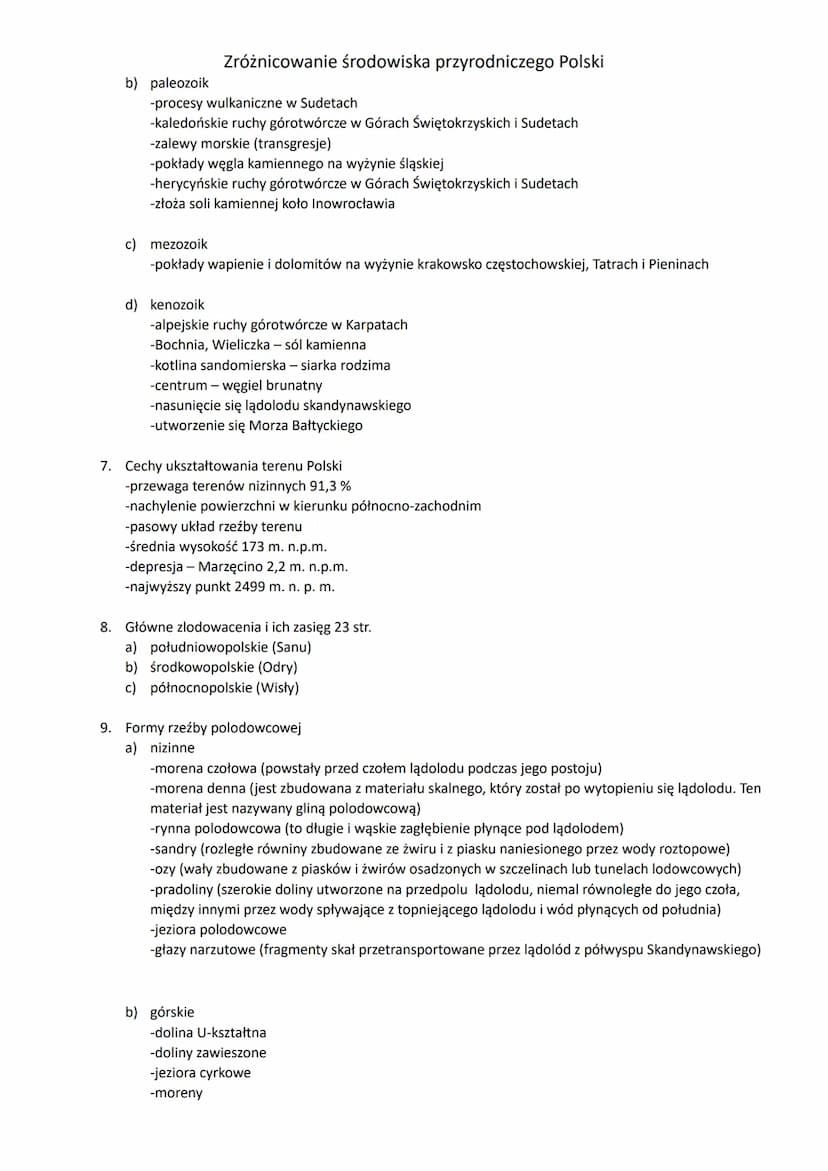 Zróżnicowanie środowiska przyrodniczego Polski
1. Mapa - rozmieszczenie rzek, jezior, kanałów, krain geograficznych, obiektów geograficznych