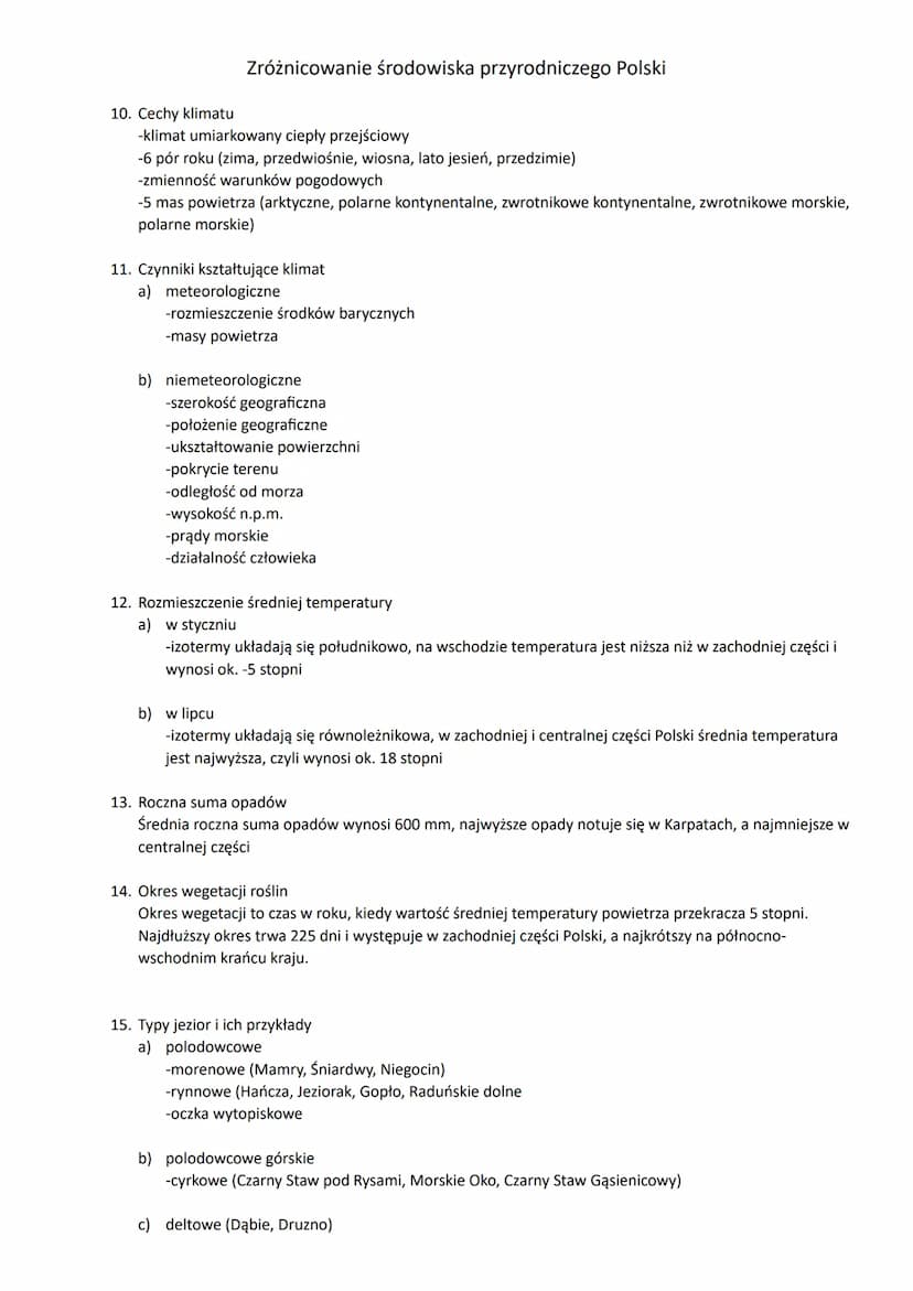 Zróżnicowanie środowiska przyrodniczego Polski
1. Mapa - rozmieszczenie rzek, jezior, kanałów, krain geograficznych, obiektów geograficznych