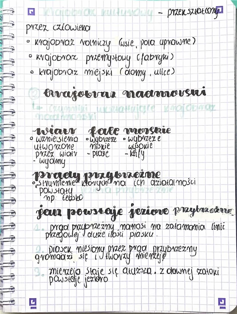 geografici
Co to jest krajobraz
112 - Obraz danego obszaru
↳ elementy
• ukształtowanie powierzchni (równing, góry)
。 skaty (gramit, piosek>
