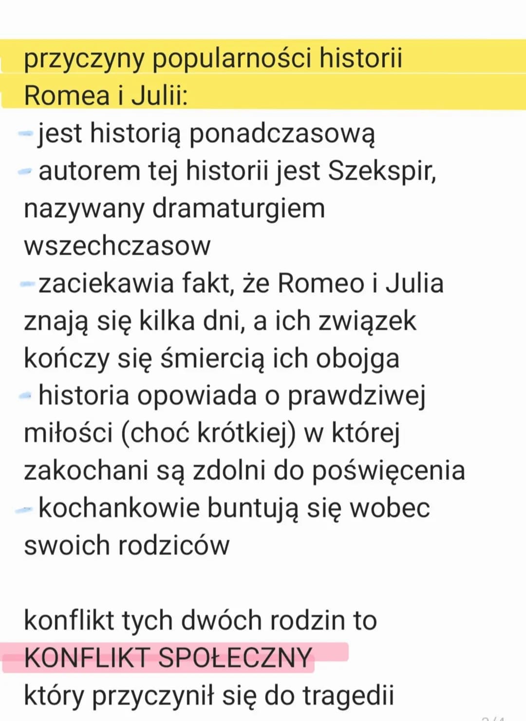 przyczyny popularności historii
Romea i Julii:
- jest historią ponadczasową
autorem tej historii jest Szekspir,
nazywany dramaturgiem
wszech