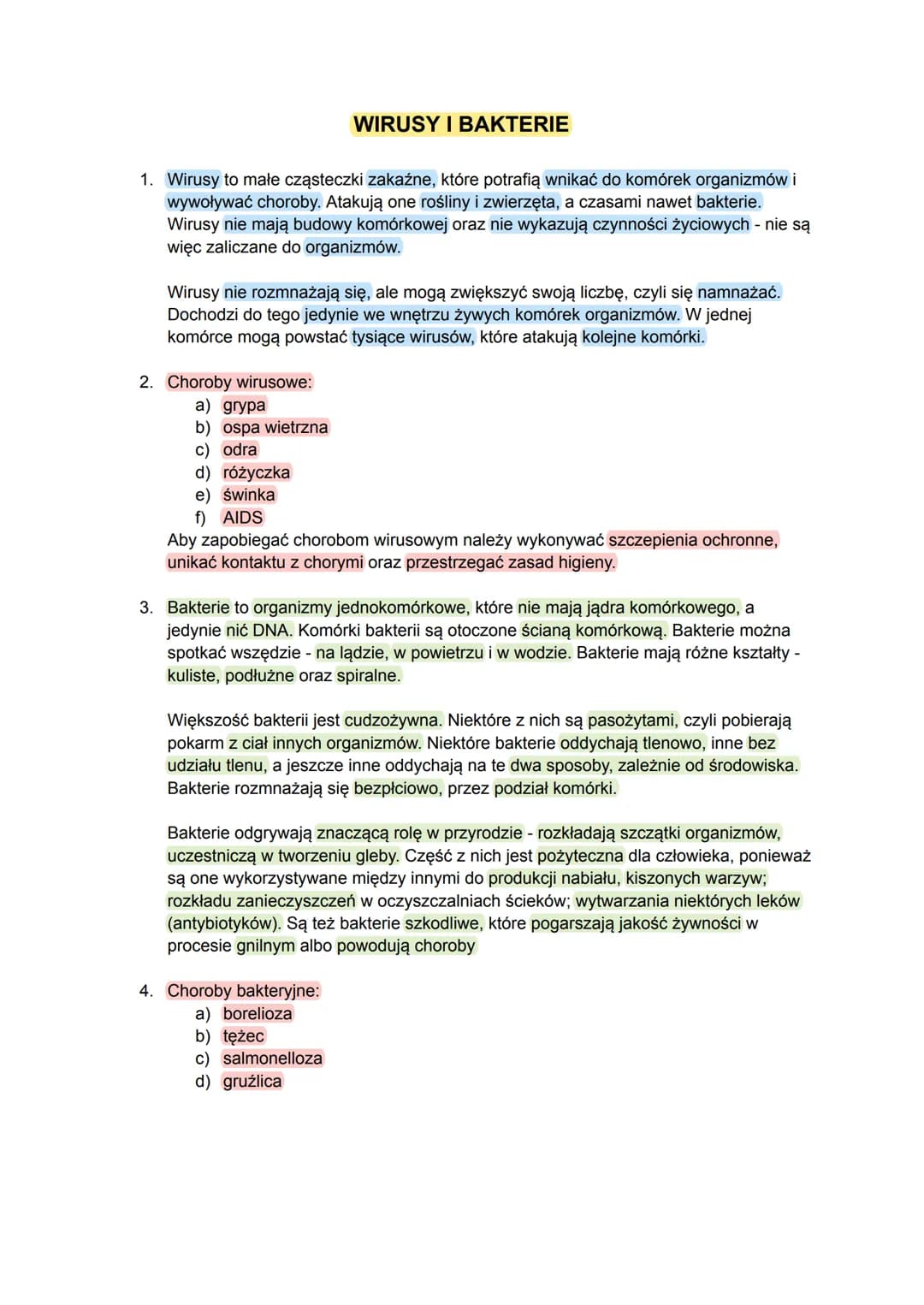 1. Wirusy to małe cząsteczki zakaźne, które potrafią wnikać do komórek organizmów i
wywoływać choroby. Atakują one rośliny i zwierzęta, a cz