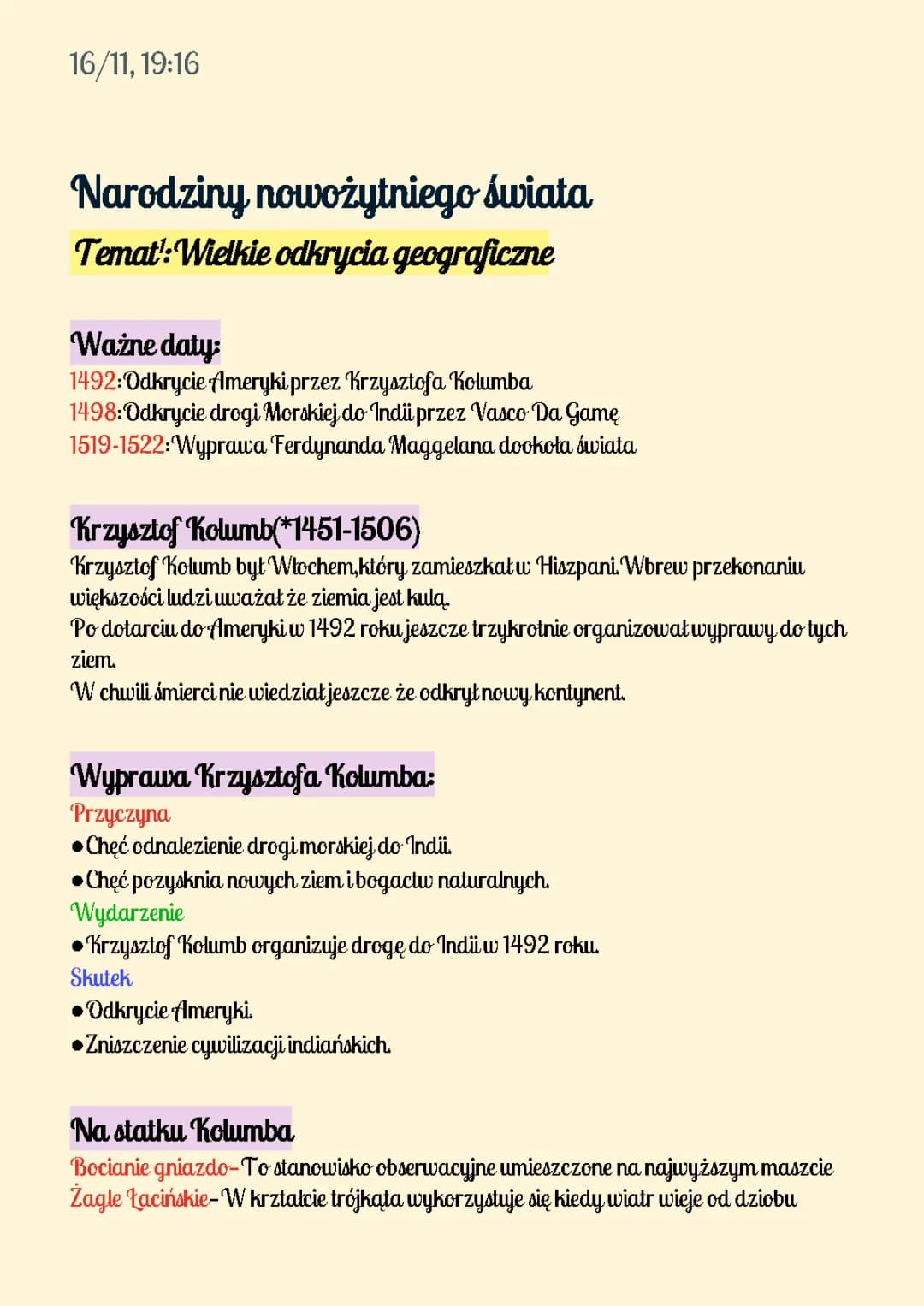 Historia "Narodziny nowożytniego świata" Wielkie odkrycia geograficzne("Wczoraj i dziś"klasa 6,rozdział 1)