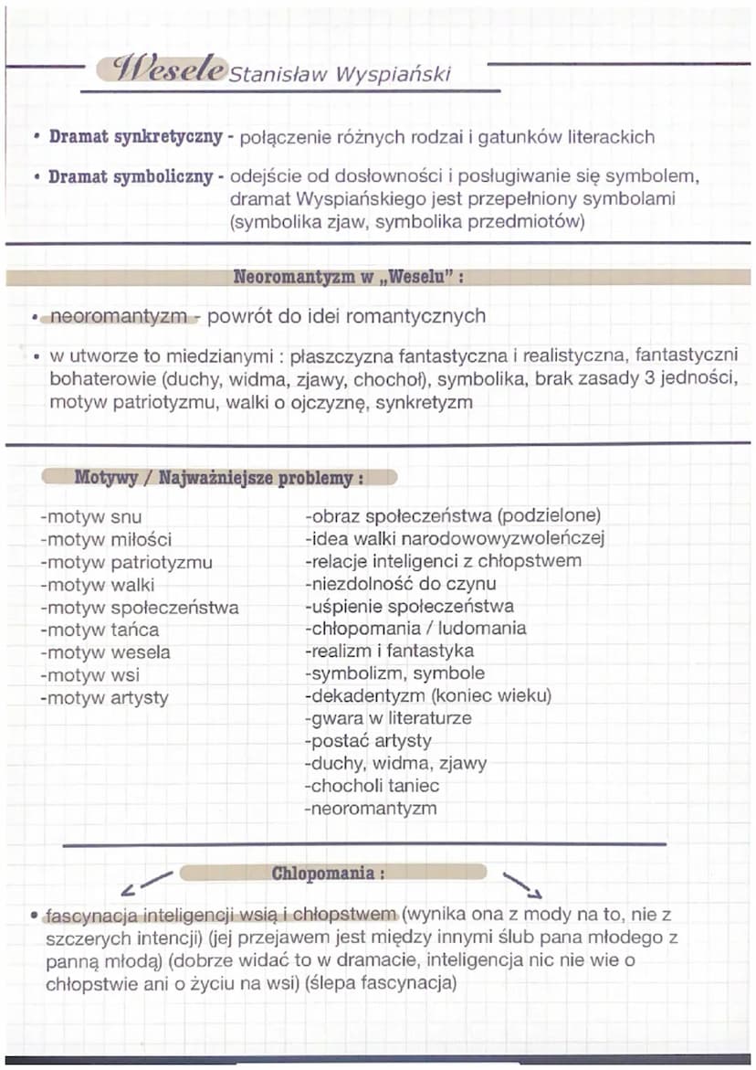 •
Wesele Stanisław Wyspiański
· Epoka literacka: Młoda Polska
• Rodzaj: dramat
• Gatunek: Dramat, dramat synkretyczny, dramat symboliczny
Cz