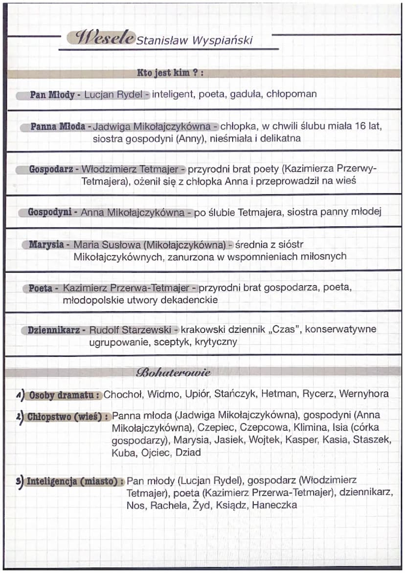 •
Wesele Stanisław Wyspiański
· Epoka literacka: Młoda Polska
• Rodzaj: dramat
• Gatunek: Dramat, dramat synkretyczny, dramat symboliczny
Cz