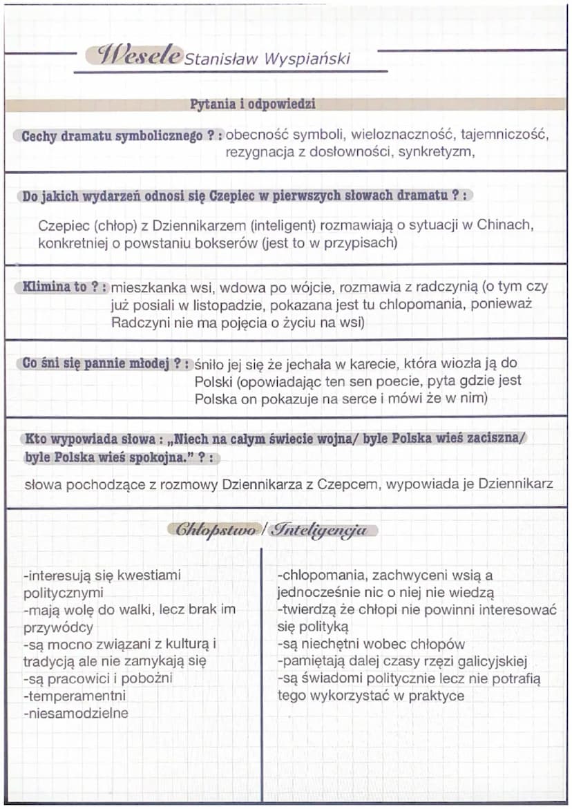•
Wesele Stanisław Wyspiański
· Epoka literacka: Młoda Polska
• Rodzaj: dramat
• Gatunek: Dramat, dramat synkretyczny, dramat symboliczny
Cz