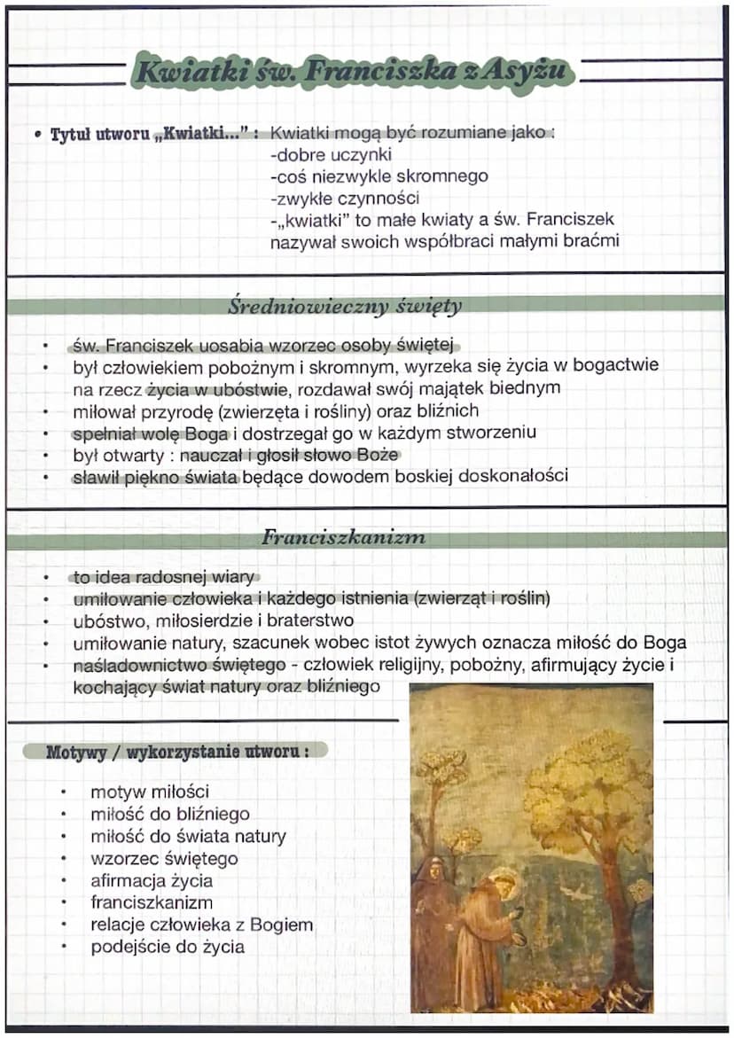 Kwiatki św. Franciszka z Asyżu
•
Epoka literacka: średniowiecze
•
Gatunek: legenda hagiograficzna
•
•
(hagiografia opisuje życie świętych)
C