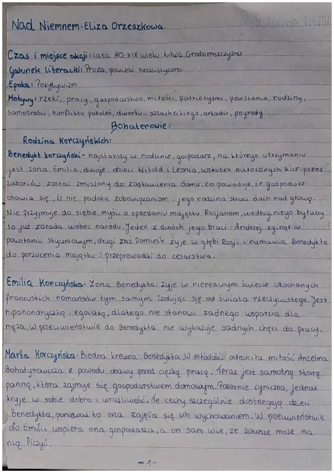 nad Niemnem- streszczenie 