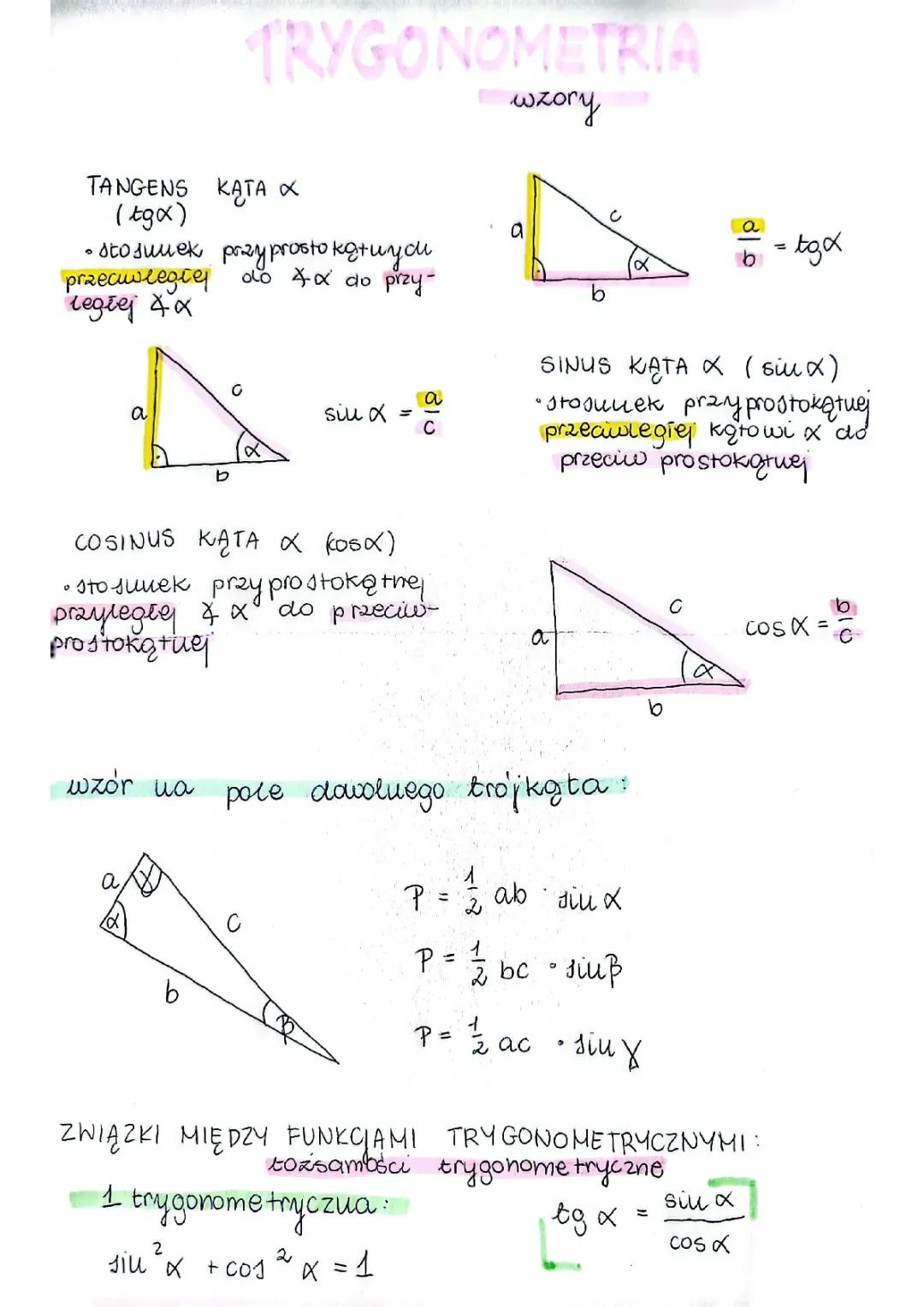 trygonometria- wzory