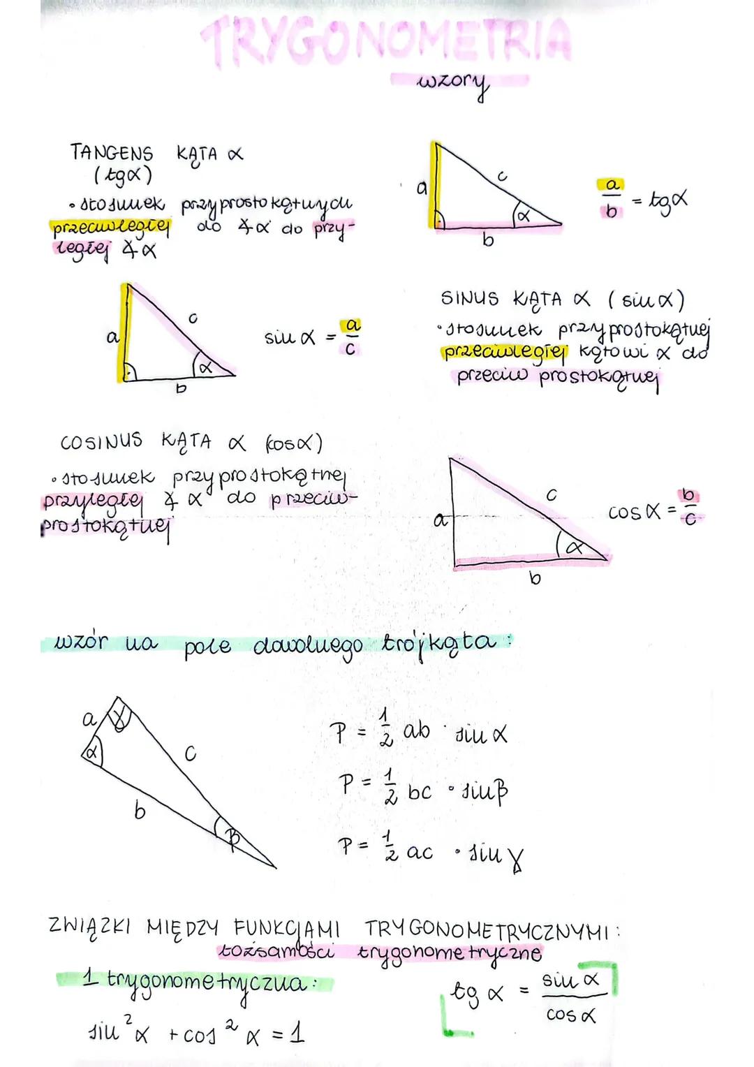 TRYGONOMETRIA
лохому
TANGENS KATA X
(tgx)
• stosunek przy prostokątnych
do 4x do przy-
przeciwległe
ległej 4x
a
siu x
COSINUS KATA X (osx)
0