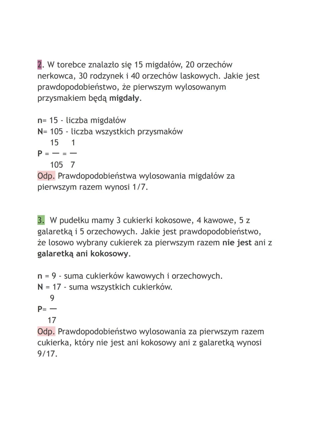 Rachunek prawdopodobieństwa
Rachunek prawdopodobieństwa to szansa wydarzenia się
czegoś.
n
P = -
P - prawdopodobieństwo
N
n- liczba wyników 