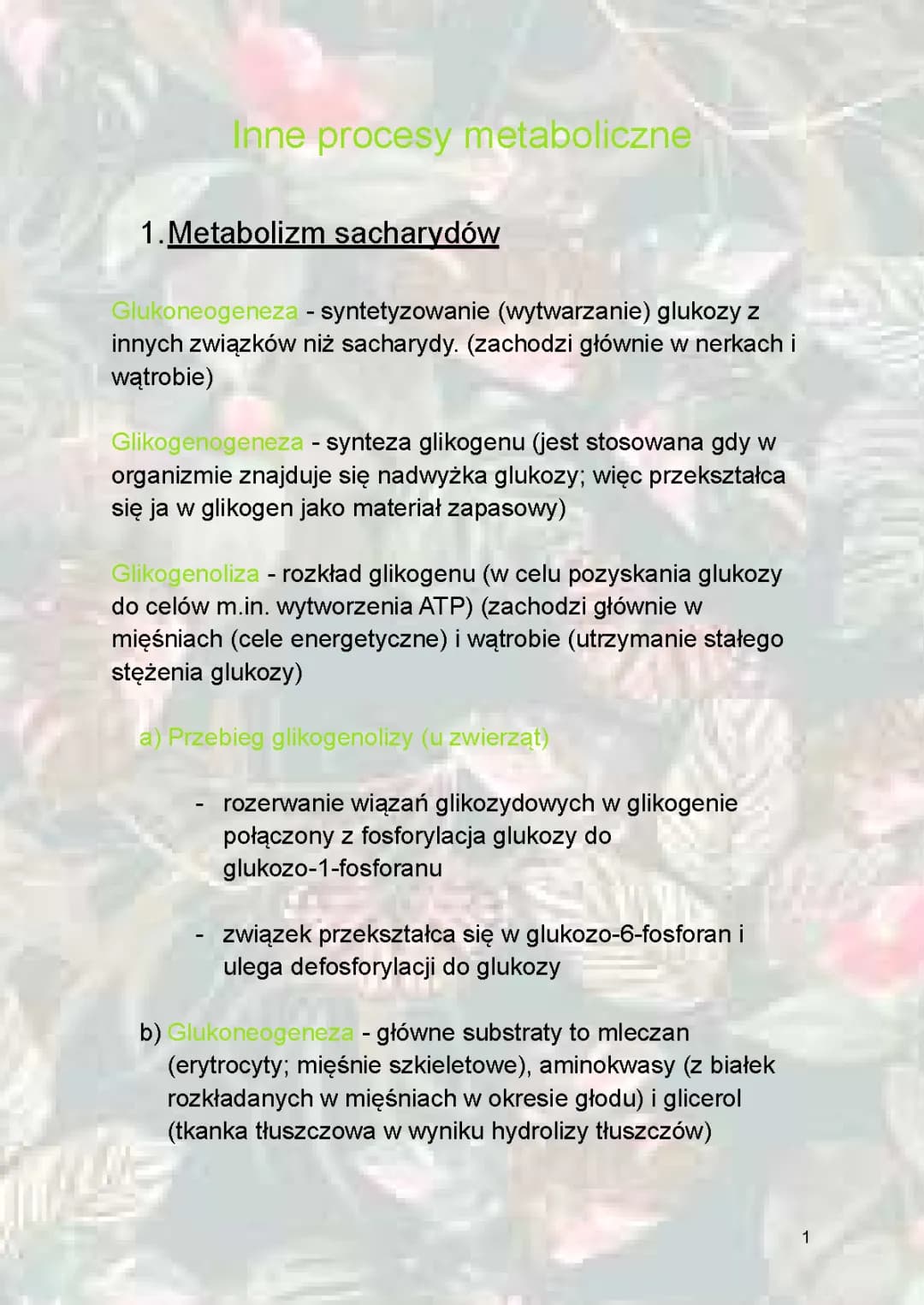 Glikogenoliza i Glukoneogeneza: Procesy Metaboliczne – dla Klasy 1