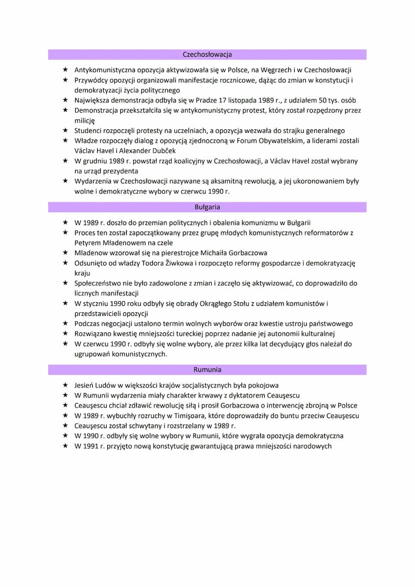 JESIEŃ NARODÓW W EUROPIE ŚRODKOWO-WSCHODNIEJ I ROSPAD ZSRS
Ku rewolucji demokratycznej w państwach Europy środkowo-wschodniej
★ Ruchy społec