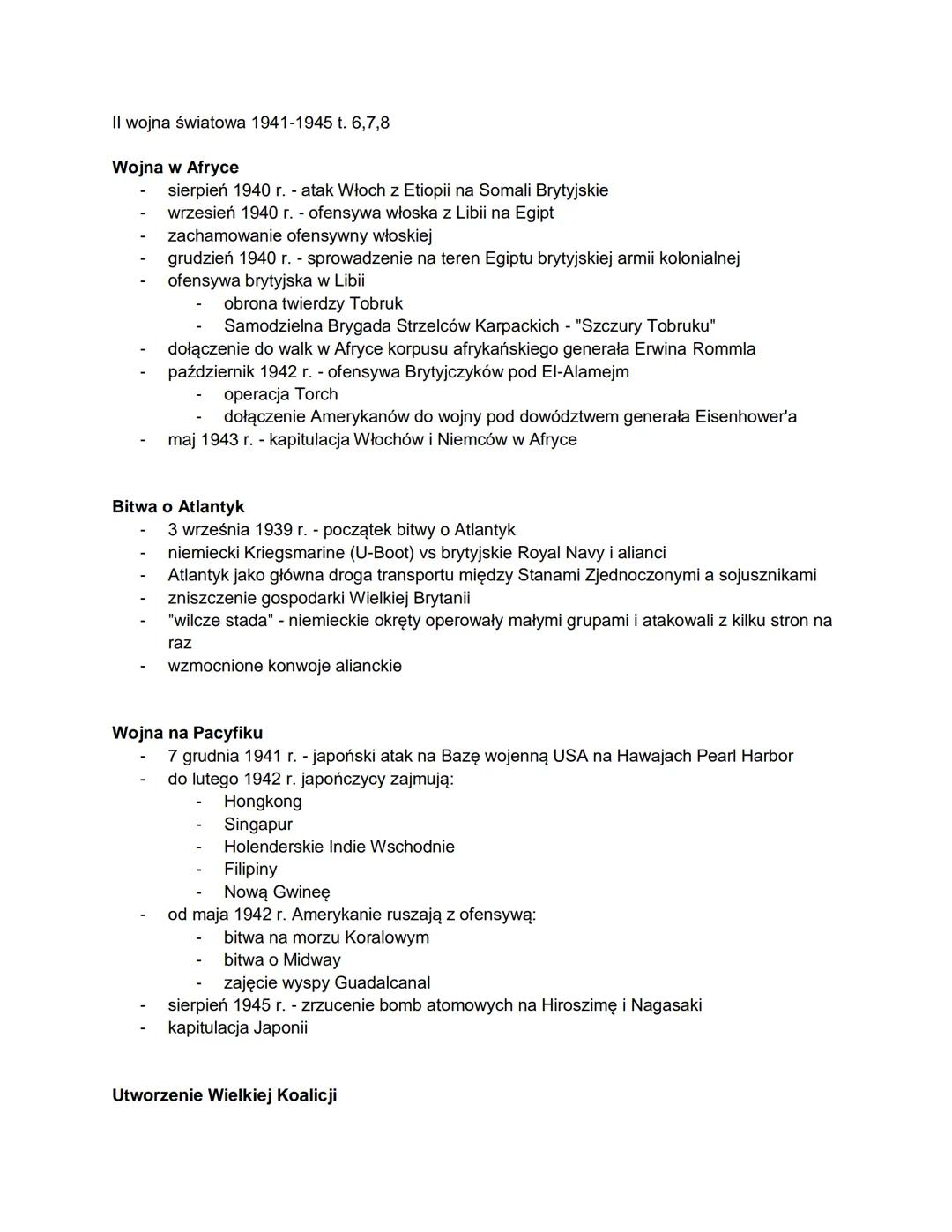 Najważniejsze Wydarzenia II Wojny Światowej
