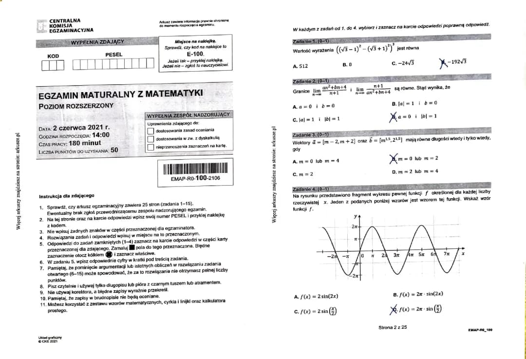 Matura Matematyka Rozszerzona 2021 - Odpowiedzi i Arkusze