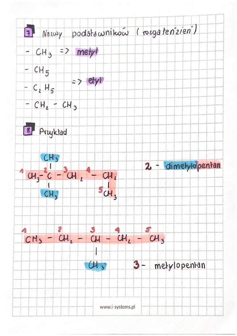 4
alkany
Alkany
metan
12 Szereg nomologiczny alkanow.
-
• pentan
eran
C₂ H6
• propan - C3 H 8
butan - C₁ H ₁0
C5 M12
C G H 14
heksan -
-
nal