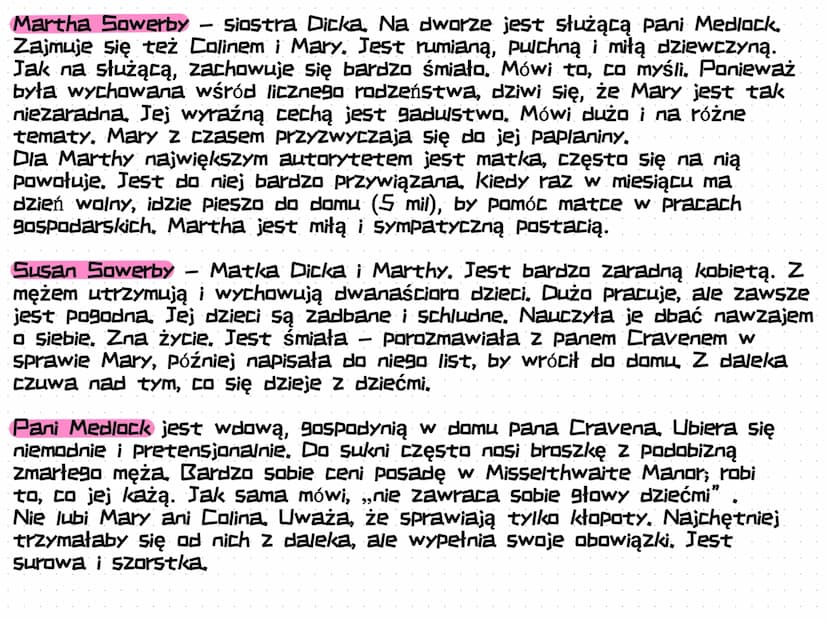 Tajemniczy ogród
Frances Hodgson Burnett
Bohaterowie:
Mary Lennox jest dziesięcioletnią dziewczynką, urodzoną i wychowaną w
Indiach. Jej ojc