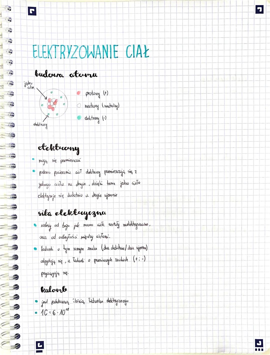 Elektryzowanie ciał - notatka klasa 8: Sposoby, przykłady i wzory