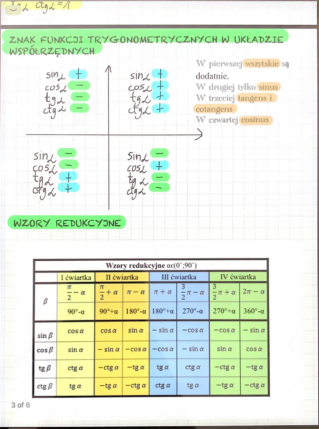 FUNKCJE TRYGONOMETRYCZNE
sind
cos=
=
sin
Cos
a
PRZEDZIAŁY ĆWIARTEK
6
с
=
11
I
&
€ (90°, 180°) & € (0°, 90°)
LE
x <0,y>ox>0, y>0
X
r
y
r
tga 