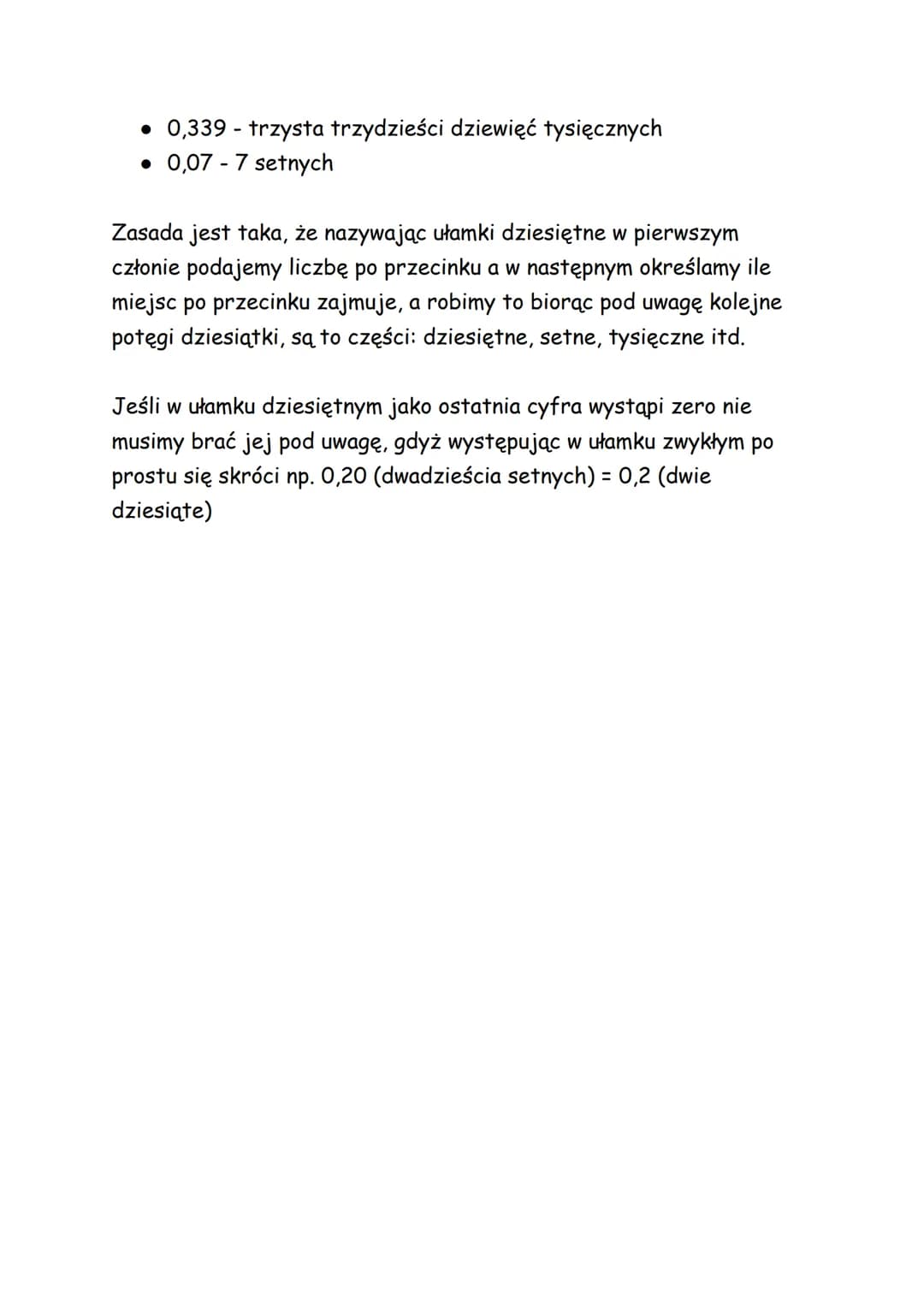 UŁAMKI DZIESIĘTNE
Ułamki dziesiętne są zapisywane przy pomocy liczby i przecinka np.:
• 0,3
• 0,876
• 9,12045
. -1234,02
Ułamki dziesiętne, 