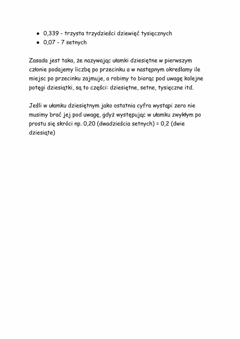 UŁAMKI DZIESIĘTNE
Ułamki dziesiętne są zapisywane przy pomocy liczby i przecinka np.:
• 0,3
• 0,876
• 9,12045
. -1234,02
Ułamki dziesiętne, 