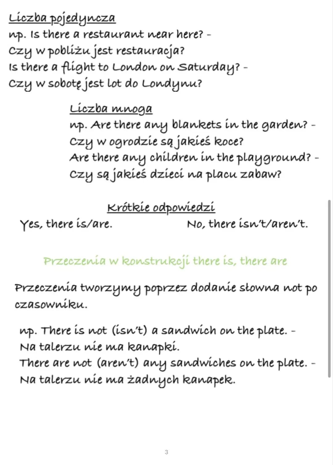 Konstrukcja „there is"
oraz ,,there are"
Konstrukcji there is, there are używamy, gdy
chcemy powiedzieć, że coś jest, znajduje się w jakimś
