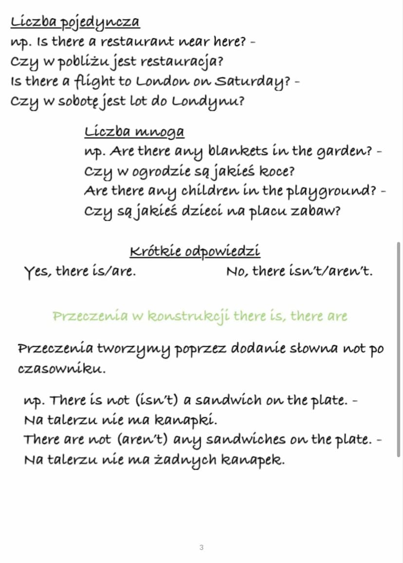 Konstrukcja „there is"
oraz ,,there are"
Konstrukcji there is, there are używamy, gdy
chcemy powiedzieć, że coś jest, znajduje się w jakimś
