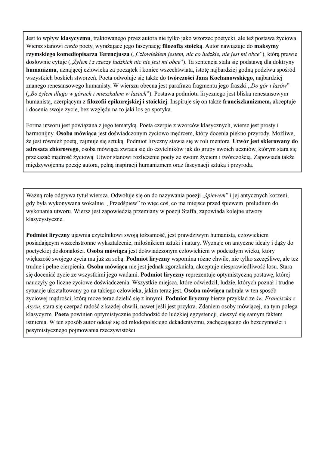 Wiersz pochodzi z tomu ,,Gałąź kwitnąca" z 1908 roku. Zbiór został napisany z pozycji człowieka
doświadczonego, który wiele przeżył i zdobył