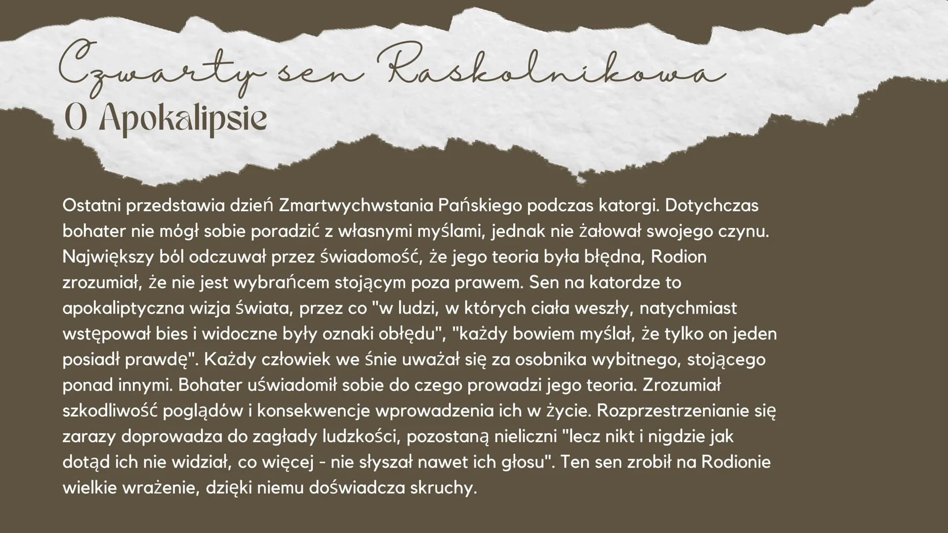 
<h2 id="znaczeniesnw">Znaczenie snów</h2>
<p>Sny odgrywają ważną rolę w literaturze, ponieważ ukazują wewnętrzne przeżycia bohaterów oraz i