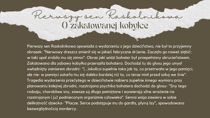 
<h2 id="znaczeniesnw">Znaczenie snów</h2>
<p>Sny odgrywają ważną rolę w literaturze, ponieważ ukazują wewnętrzne przeżycia bohaterów oraz i