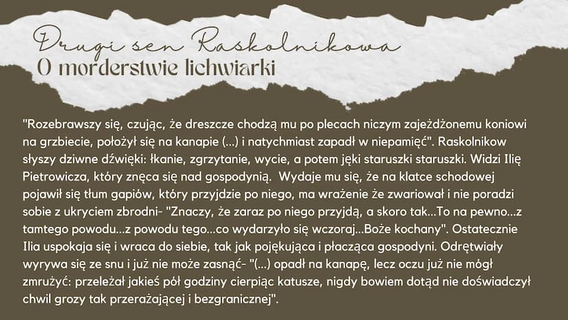 
<h2 id="znaczeniesnw">Znaczenie snów</h2>
<p>Sny odgrywają ważną rolę w literaturze, ponieważ ukazują wewnętrzne przeżycia bohaterów oraz i