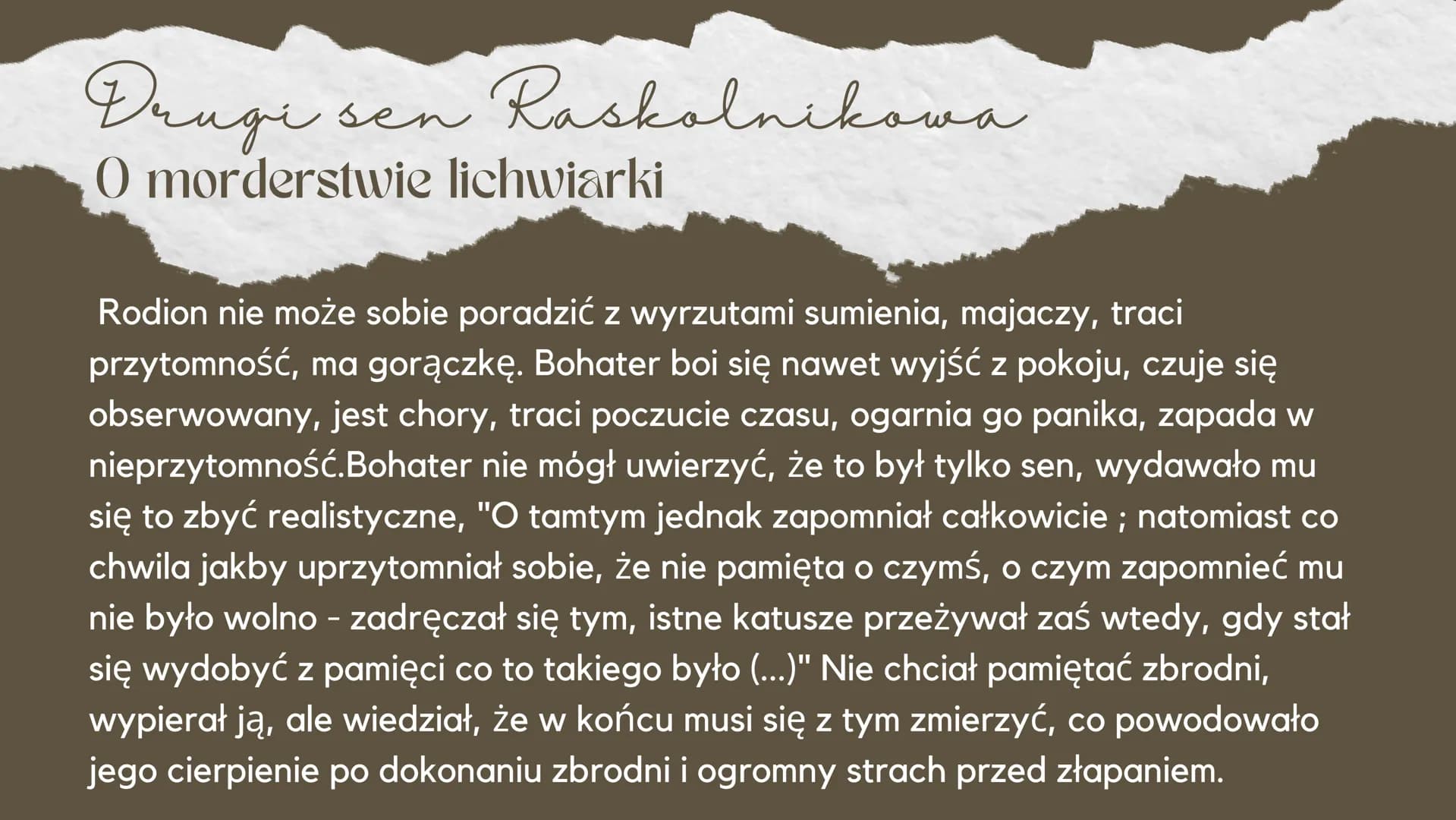
<h2 id="znaczeniesnw">Znaczenie snów</h2>
<p>Sny odgrywają ważną rolę w literaturze, ponieważ ukazują wewnętrzne przeżycia bohaterów oraz i