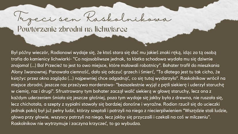 
<h2 id="znaczeniesnw">Znaczenie snów</h2>
<p>Sny odgrywają ważną rolę w literaturze, ponieważ ukazują wewnętrzne przeżycia bohaterów oraz i
