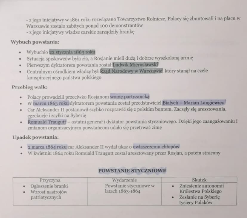 1. Powstanie styczniowe
Ziemie polskie przed powstaniem:
•
•
Wielkopolscy ziemianie, czyli posiadacze wielkich majątków postanowili stworzyć