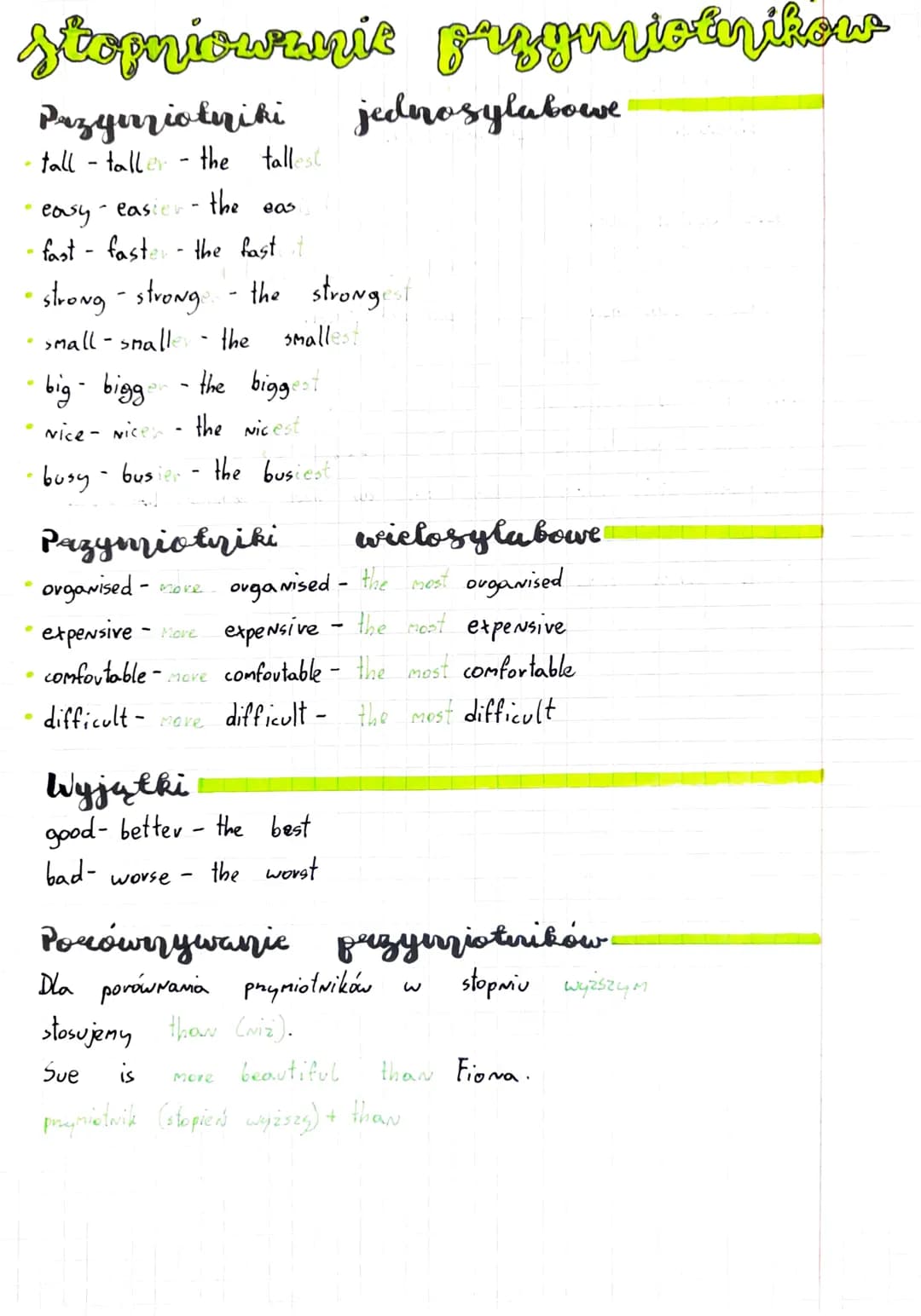 stopiownis pregnyicinikow
Przyurrioteiki
tall - taller - the tallest
the
- easter-
· easy.
fast faster the fast t
eas
strong strong - the st