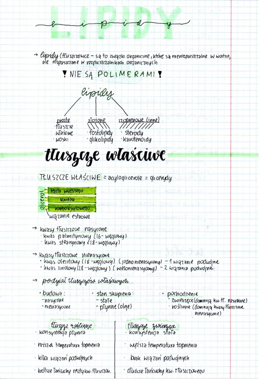 lipidy (tłuszczowce - są to związki organiczne, które są nievozpuszczalne w wodzie,
ale rozpuszczane w rozpuszczalnikach organicznych.
Y NIE