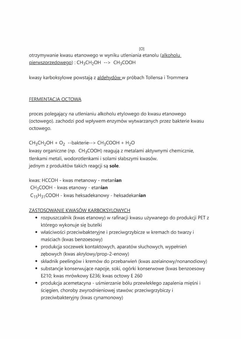 CHEMIA
KWASY KARBOKSYLOWE
KWASY KARBOKSYLOWE - jednofunkcyjne pochodne węglowodorów, które
zawierają w cząsteczkach grupę karboksylową o wzo