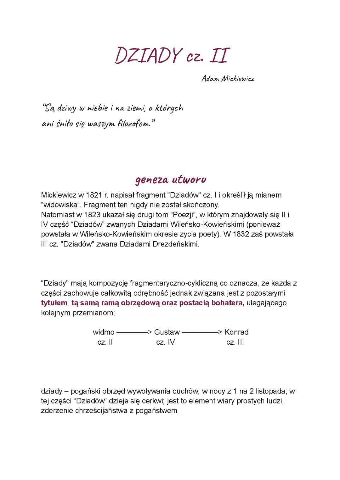 Dziady cz. 2 streszczenie - szczegółowe i krótkie, bohaterowie, duchy