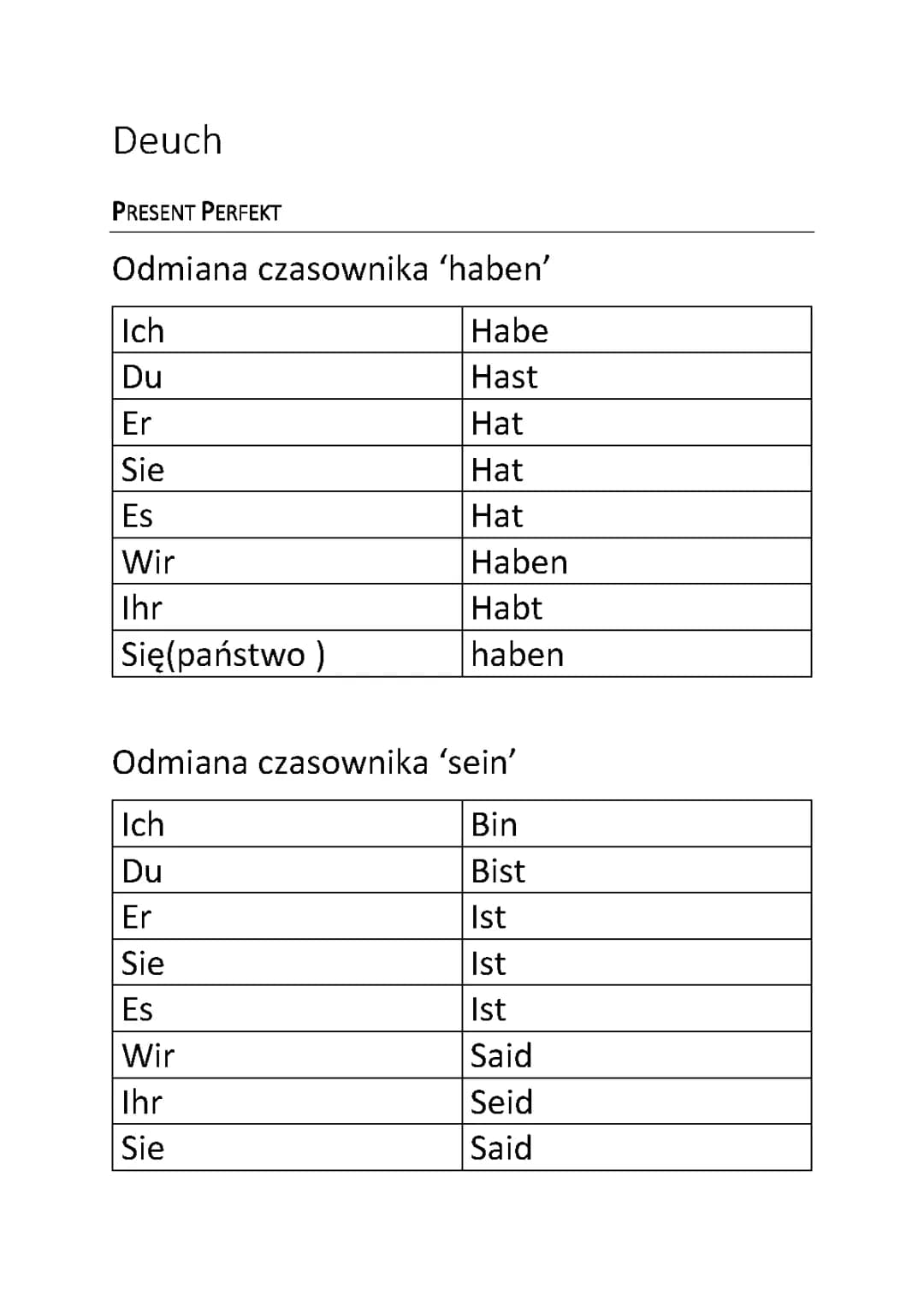 20 zdań im Perfekt: Übungen und Tests für Deutsch