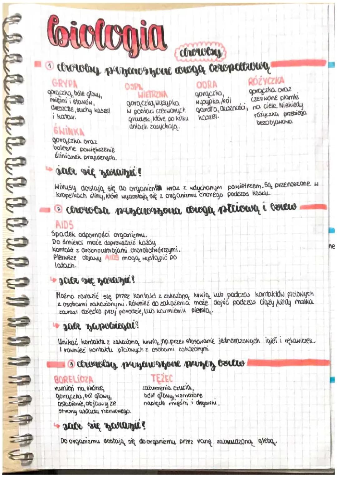 Biologia klasa 5 choroby dział III