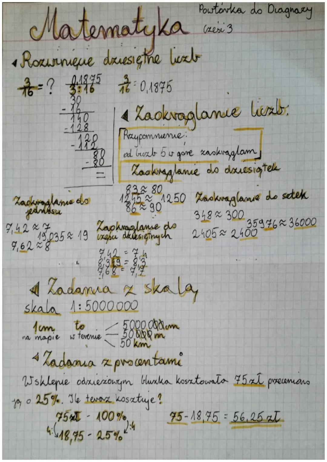 Matematyka
Rozwinique dziesiętne liczb
0.4875
76=? 3:16
-? 1975
30
-16
140
-128
0.1875
Powtarka do Diagnary
Czesi 3
Zackvaglanie lizb:
-122 