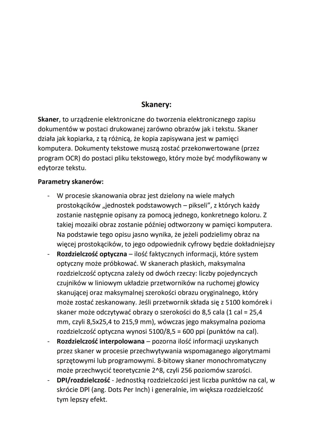Drukarki:
Drukarka, to urządzenie peryferyjne, używane do drukowania tekstów i grafiki
na różnych nośnikach, a w szczególności na papierze. 
