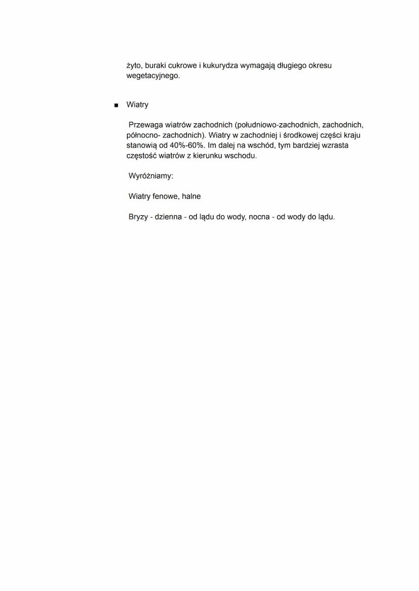 Klimat Polski
Klimat polski określamy jako klimat umiarkowany ciepły przejściowy. Ma cechy
między klimatem morskim (zachód), a kontynentalny