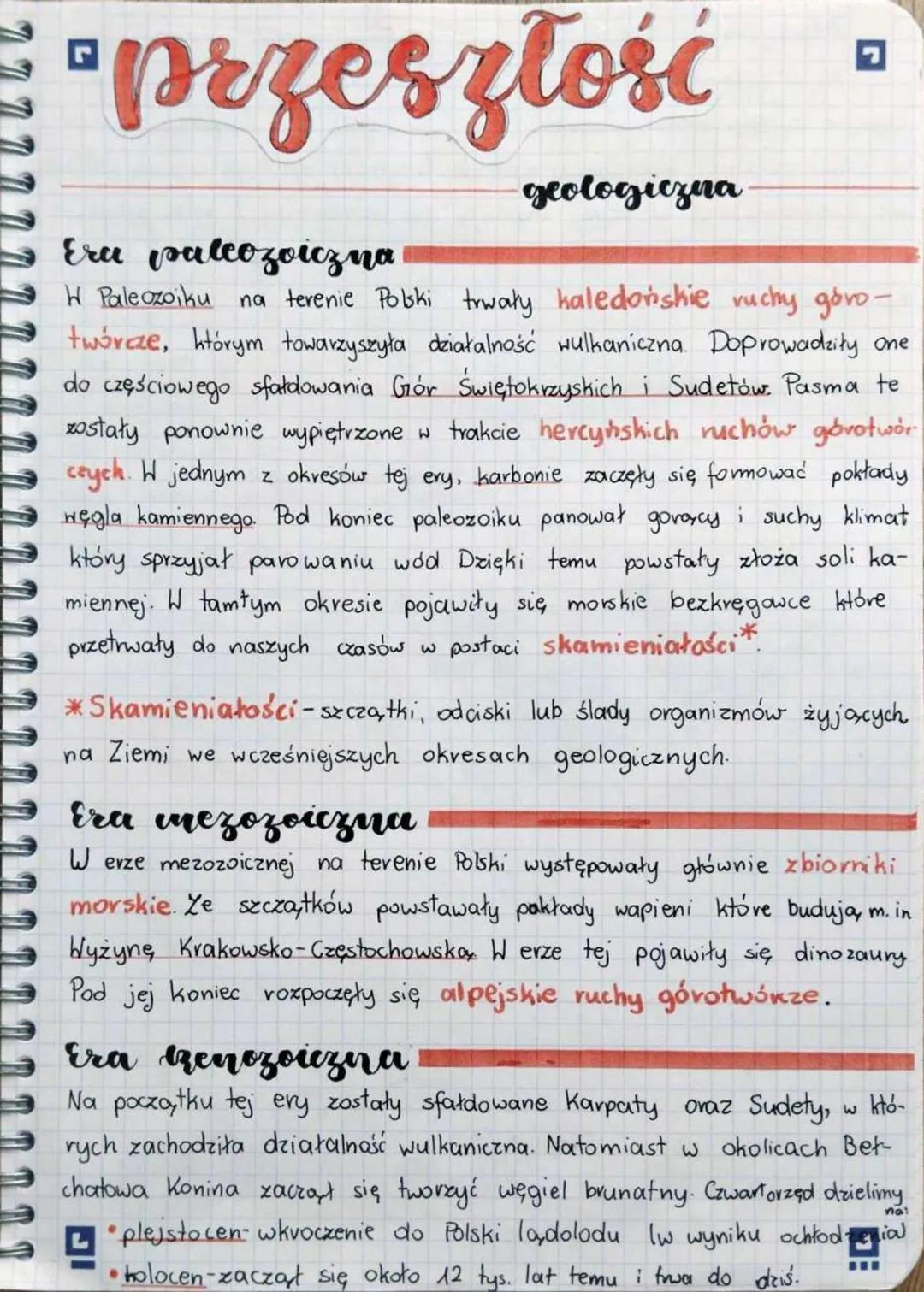 "przeszłość
geologiczna
Era paleozoiczna
W Paleozoiku
na terenie Polski trwały kaledońskie ruchy govo-
twórcze, którym towarzyszyła działaln