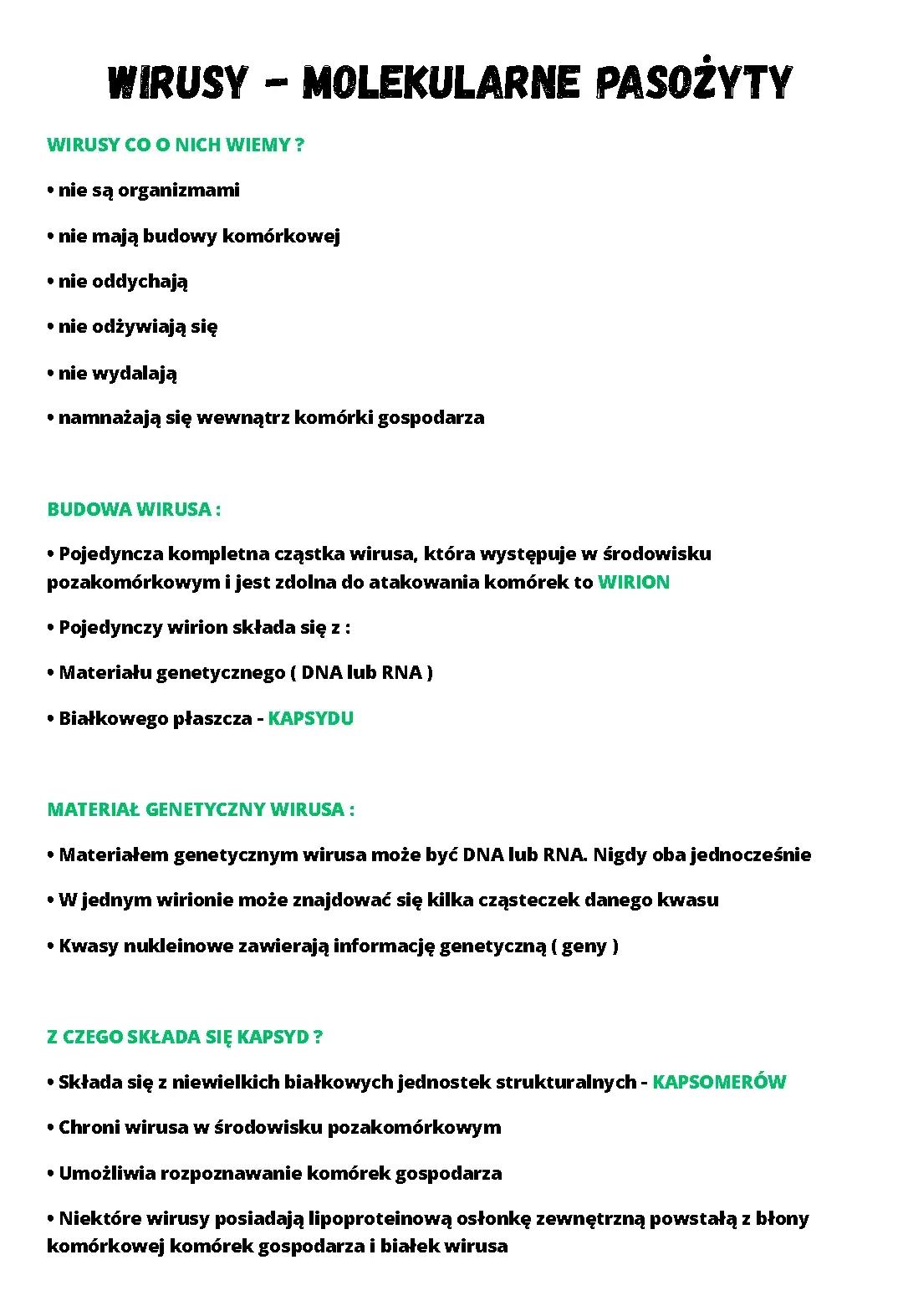 WIRUSY - MOLEKULARNE PASOŻYTY 