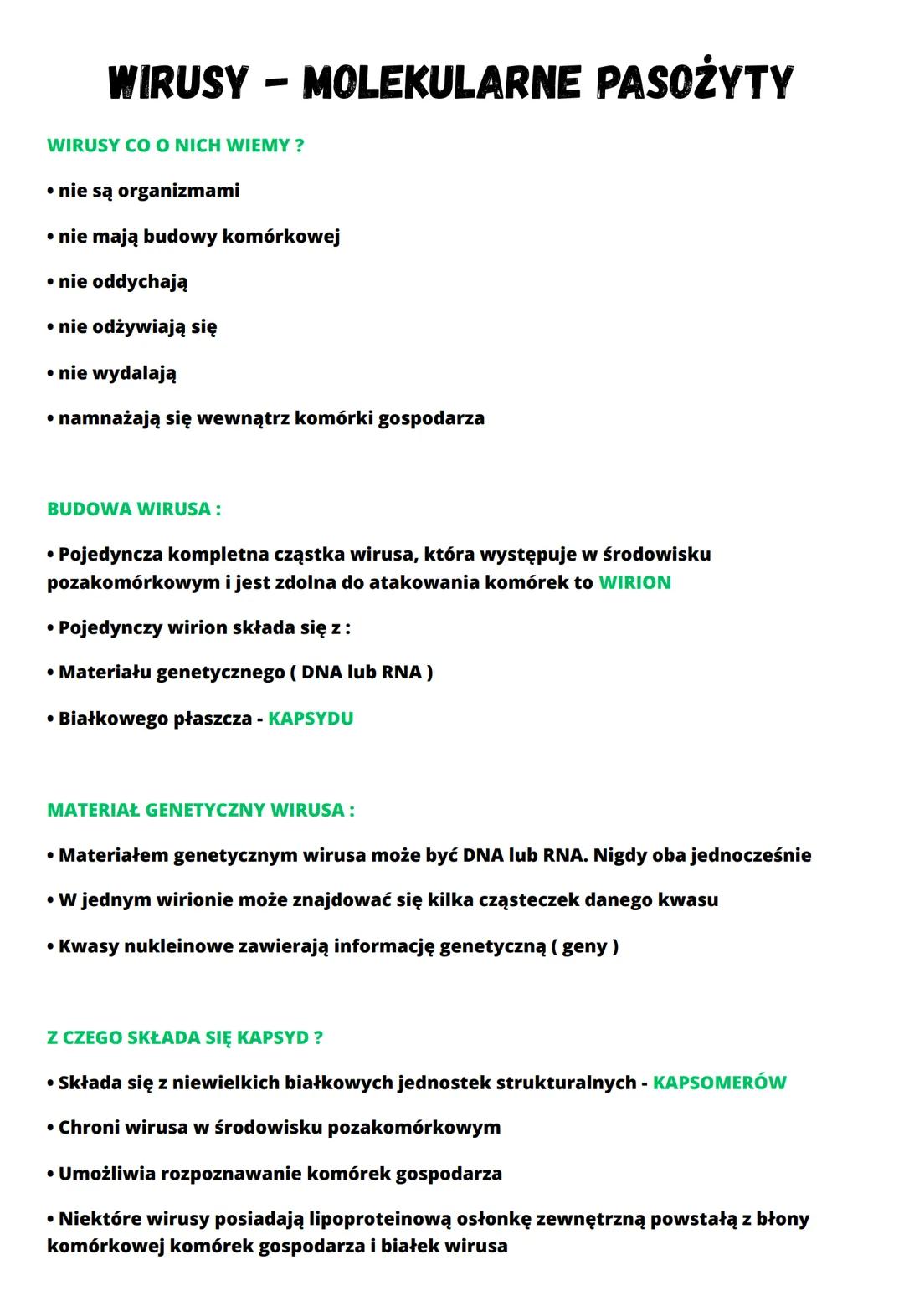 WIRUSY - MOLEKULARNE PASOŻYTY
WIRUSY CO O NICH WIEMY?
• nie są organizmami
• nie mają budowy komórkowej
• nie oddychają
• nie odżywiają się
