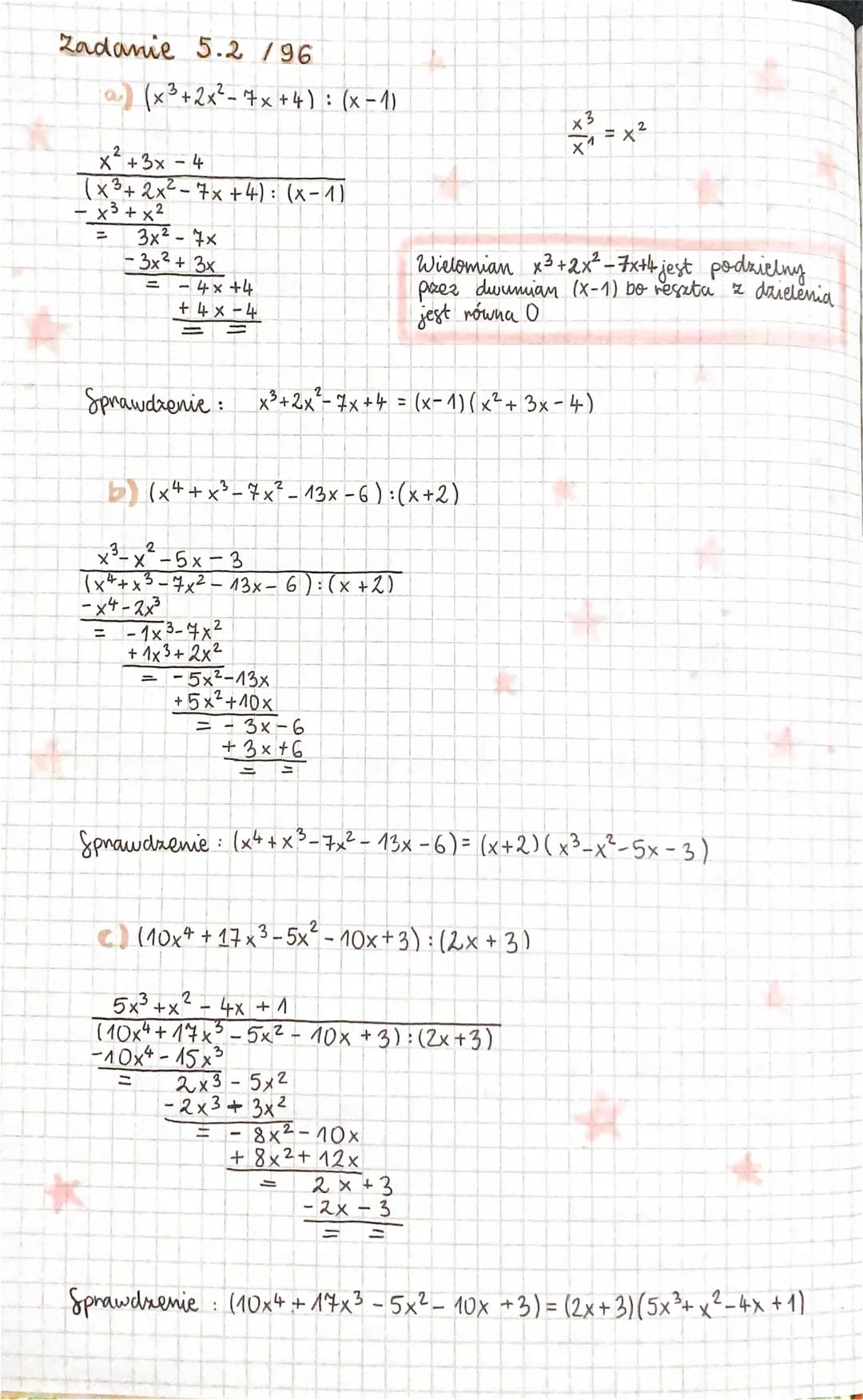 $1
Dzielenie wielomianów
HER
1. Mnożenie wielomianów przez liczbę.
3. (x³ + x²-8)= 3x²³² +21x² - 24
3
2. Muożenie wielomianów
"1
3
W(x) = x³
